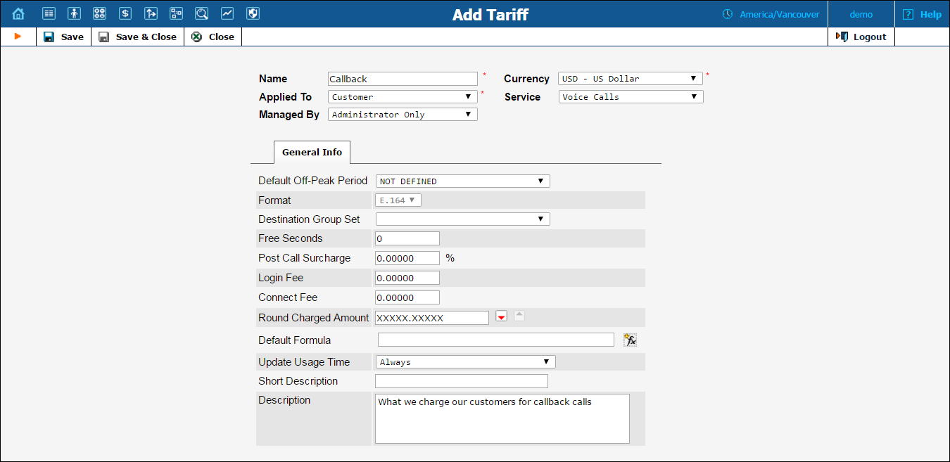 Add the tariff information 