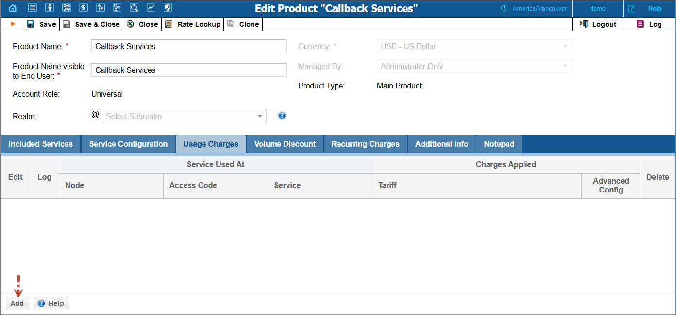 Add usage charges 