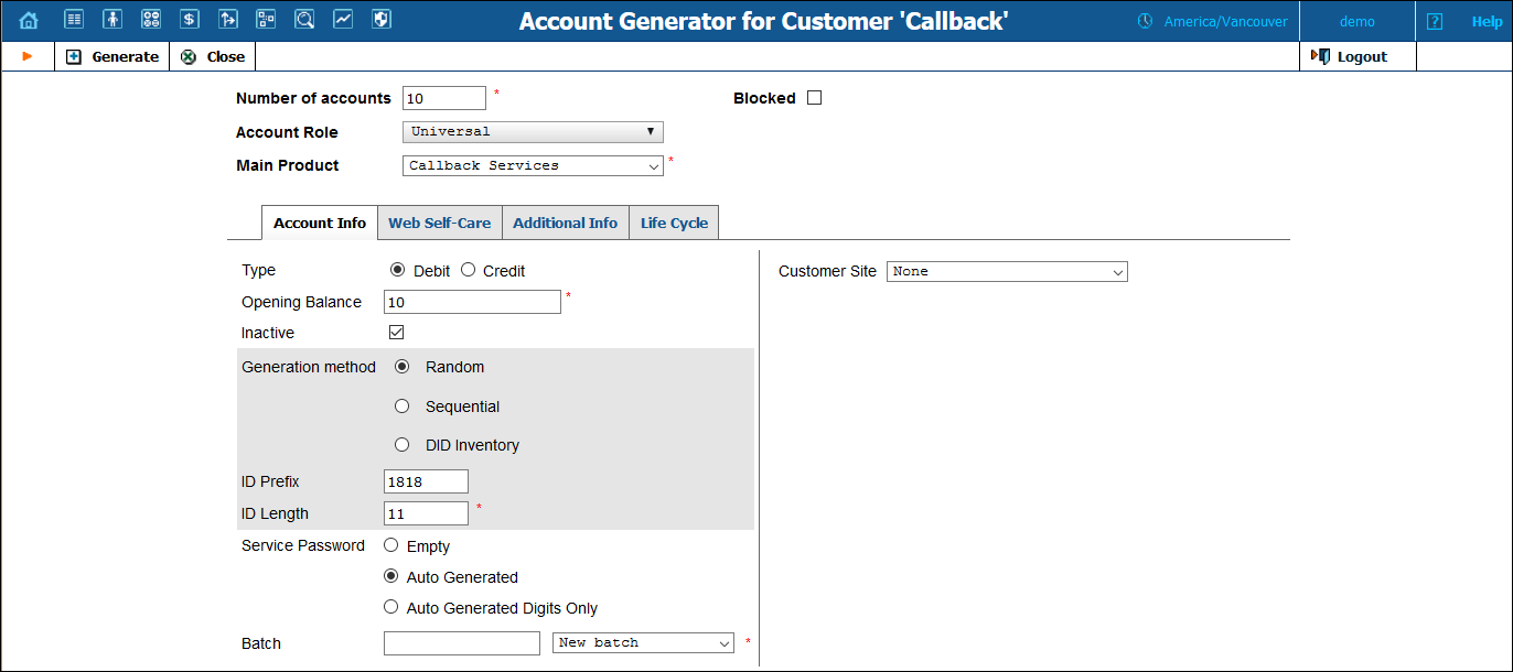 Generate accounts