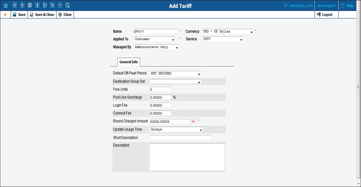 Create a customer tariff