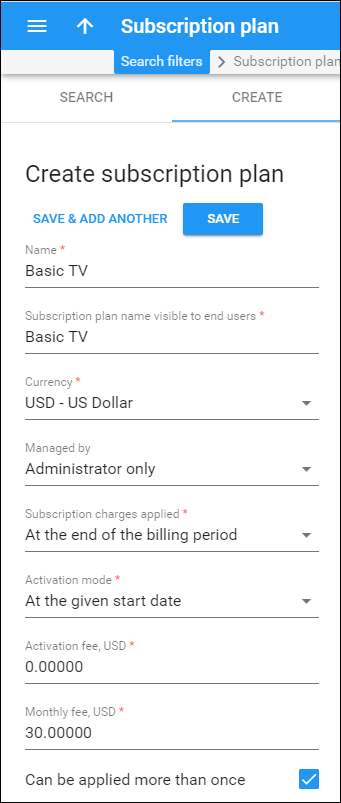 Add a subscription plan 