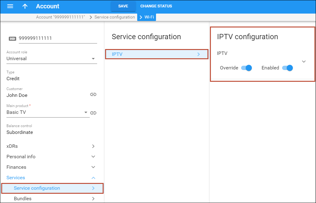 IPTV configuration